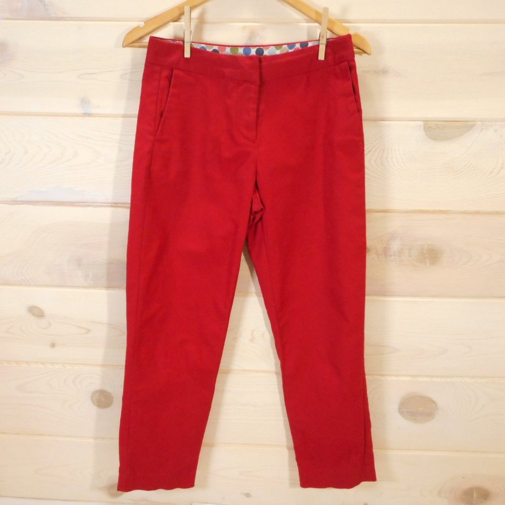 Boden Women's Size 4 R Crop Trousers Pants Red Flat Front Pockets